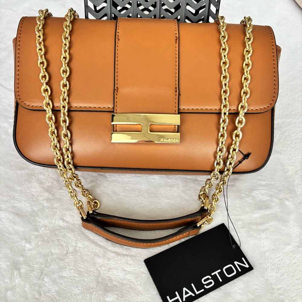 H by HALSTON Lizzy Oak Faux Leather Shoulder Bag--NWT - Picture 2 of 16